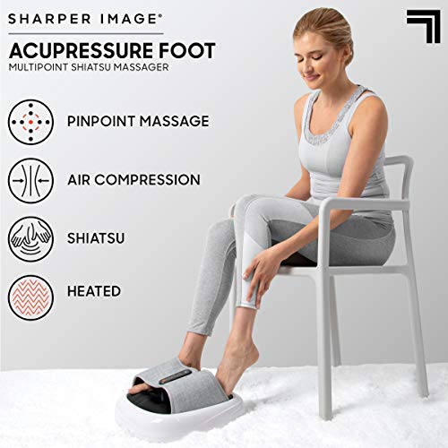 Sharper Image Acupoint Acupressure Foot Massager Machine – w/Acupressure, Heat, Compression, & Vibration – Shiatsu… - Image 2