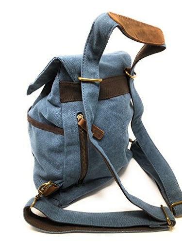 Nickanny's Conceal Carry Purse Multi Pocket Backpack Sling -Water Repellent Canvas for Women, Girls or Men-Unisex-Crossbody Convertible-Photography Rucksack Bag (Blue) - Thumbnail 3