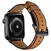 OUHENG Compatible with Apple Watch Band 42mm 44mm, Genuine Leather Band Replacement Compatible with Apple Watch Series 6 5 4 3 2 1 SE 42mm 44mm, Retro Brown