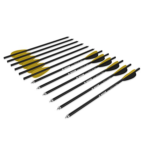 Musen 20 Inch Carbon Archery Crossbow Bolts, Crossbow Arrows with Removable Tips, Hunting and Target Practice Crossbow Bolts, 12 Pack Yellow