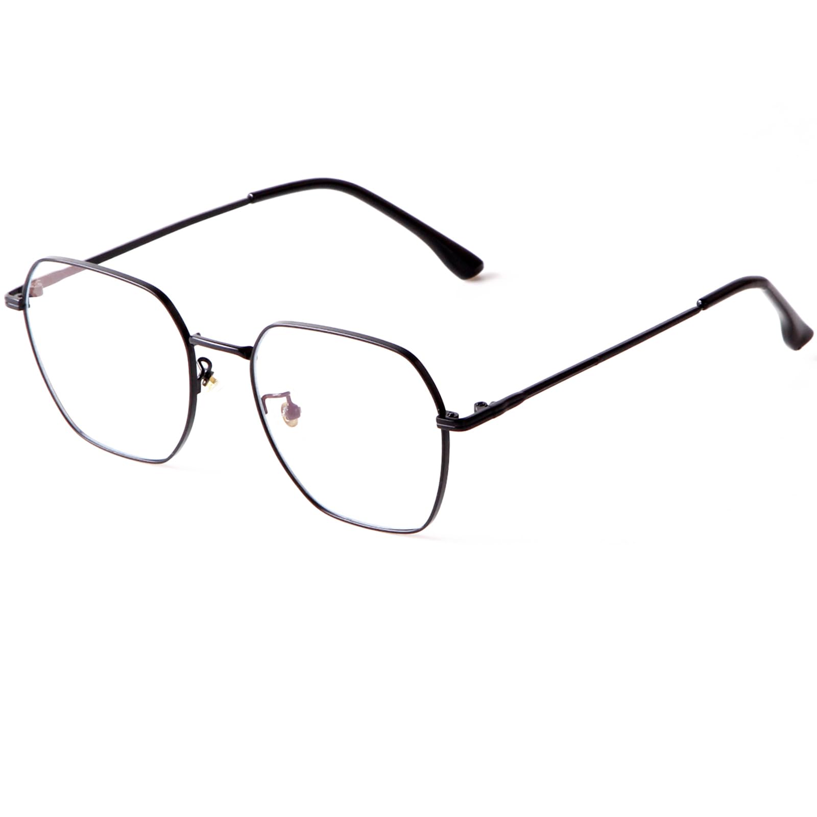Laurinny Blue Light Blocking Glasses Retro Hexagonal Metal Frame Gaming Glasses Anti Glare Glasses(Black)