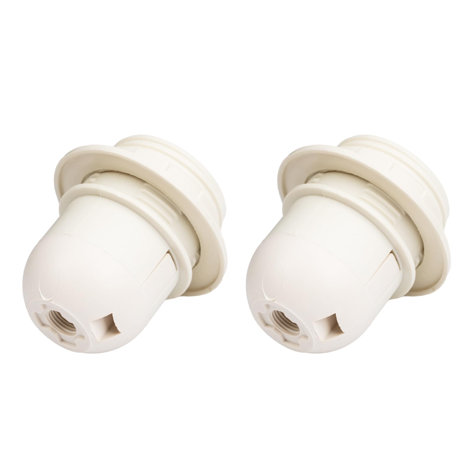 4MIU 2 Pcs E27 Lamp Holder White Plastic Shell Light Socket Threaded Replacement Medium Base Parts with Shade Ring for Table/Floor Light Fixture VDE CE Edison