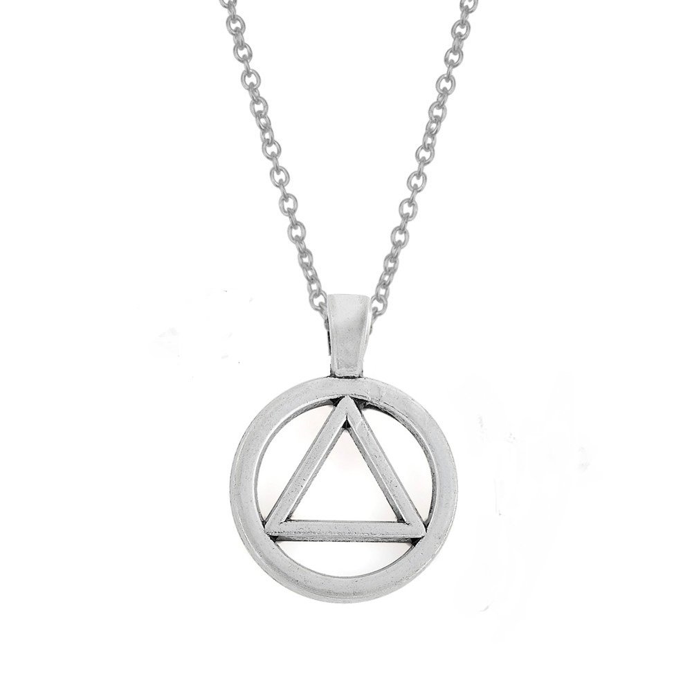My Shape Zinc Alloy AA Symbol Alcoholics Anonymous Pendant Necklace Jewelry Gifts, Zinc