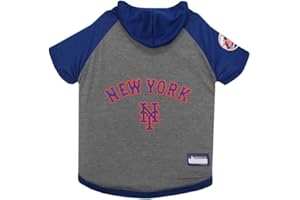 PETS FIRST MLB Hoodie Shirt for Dogs & Cats - New York Mets Dog Hooded T-Shirt, Large. - MLB Team Color Hoody Vest for Baseball Fans