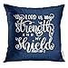 Aeiniwer Golee Throw Pillow Cover Blue is My Strength Shield Modern Calligraphy Decorative Pillow Case Home Decor Square 18x18 Inches Pillowcase