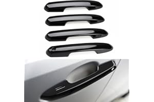 DLOVEG Upgraded Snap-on Door Handle Cover Compatible for 2019-2024 2025 Toyota Rav4 Accessories for Highlander 2020-2024 2025 No Adhesive Black Handle Protectors Glossy Black
