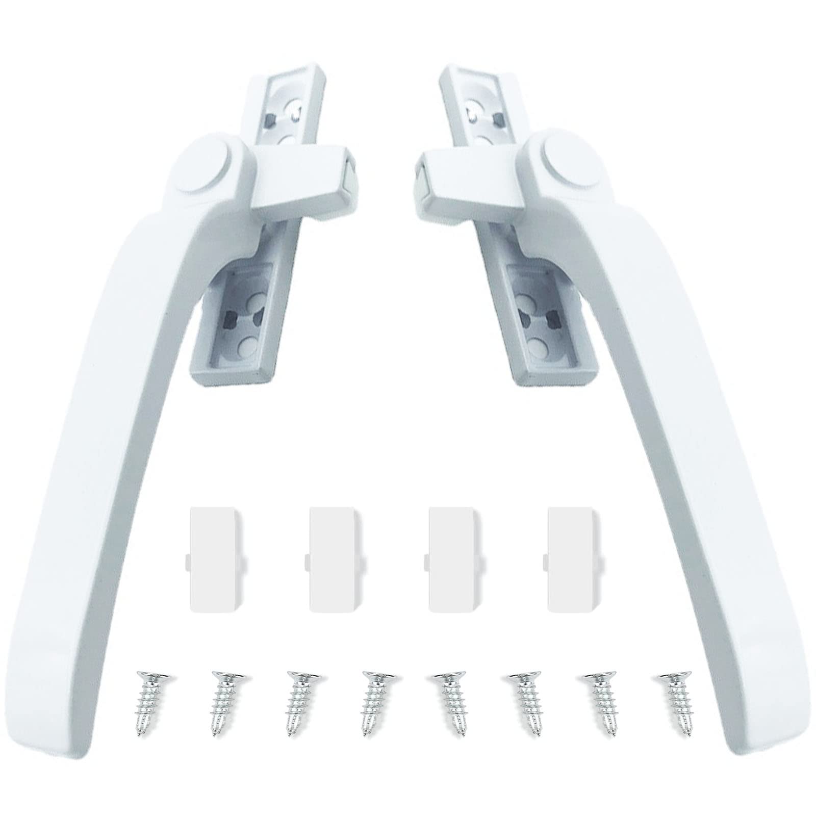 2 Pcs Window Handle Replacement Left & Right Universal Window Handles White Glazing Window Hardware Aluminium Casement Window Door