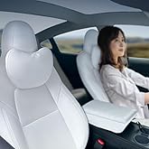 BlissfulNest Tesla Neck Pillow Car Seat Headrest, 2 Pack, Neck Pillow for Tesla Model Y, Tesla Model 3, Tesla Model X, Tesla Model S Nappa Leather. Height Adjustable, Thickness Adjustable. (White)