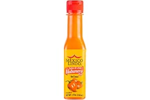 Mexico Lindo Red Habanero Hot Sauce | Real Red Habanero Chili Pepper | 78,200 Scoville Level | Enjoy with Mexican Food, Seafood & Pasta | 5 Fl Oz Bottle (Pack of 1)