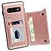 MMHUO Galaxy S10 Wallet Case, Premium PU Leather Galaxy S10 Case with Credit Card Holder Double Magnetic Buttons Flip Shockproof Protective Cover for Samsung Galaxy S10 6.1 Inch (2019) - Rose Gold
