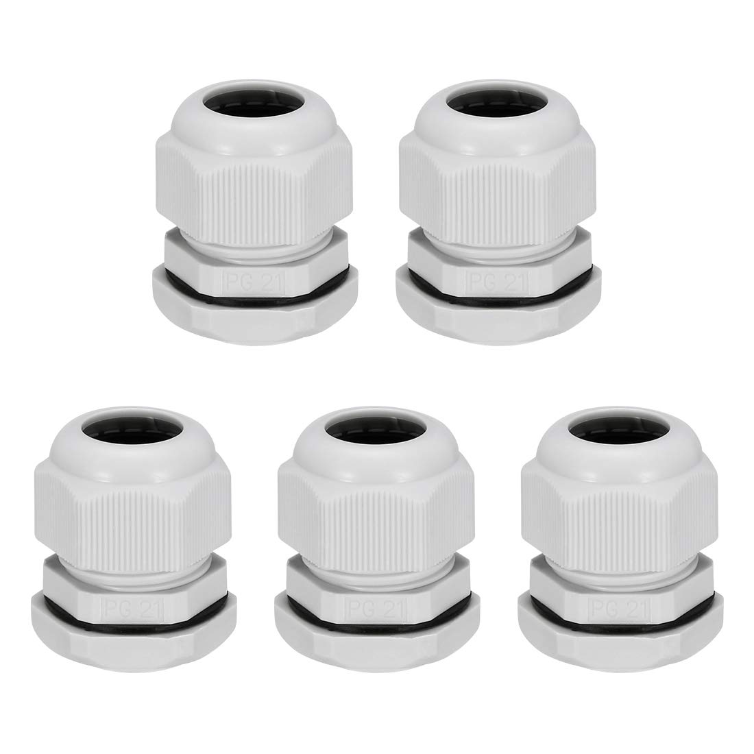sourcing map 5Pcs PG21 Cable Gland Waterproof Plastic Joint Adjustable Locknut White for 13mm-16mm Dia Cable Wire