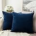 MIULEE Pack of 2 Velvet Soft Solid Decorative Square Throw Pillow Covers Set Cushion Case for Spring Sofa Bedroom Car 16x16 Inch 40x40 Cm Dark Blue