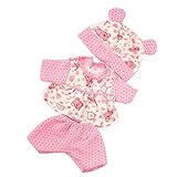 MagiDeal Pink Dots Pajamas + Bear Hat Clothes Outfit for 43-45cm Zapf Baby Born Doll