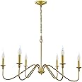 Miluolan Gold Chandelier, 6-Light Chandelier for Dining Room, Bedroom, Foyer, Living Room, Kitchen Island, Entryway, Office, Bar,Farmhouse Decor
