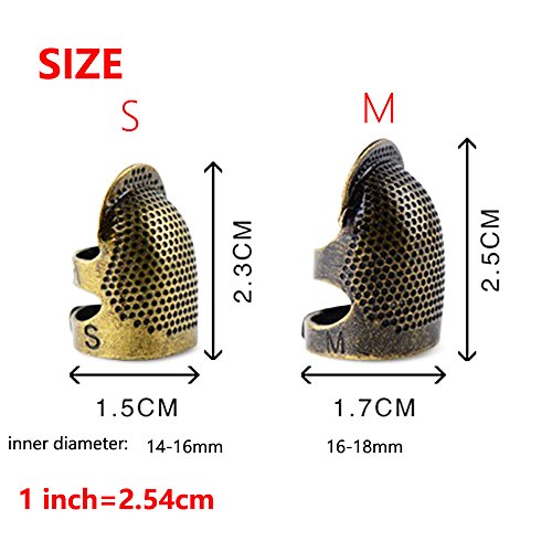 Copper Thimble Finger Protector, Antique Finish Metal Brass Fingertip Thimble Sewing Handworking Pin Needles Partner for DIY Crafts Sewing Tools Needlework Accessor (M)