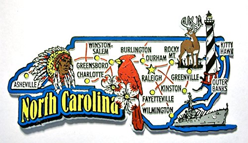 North Carolina Jumbo State Map Fridge Magnet