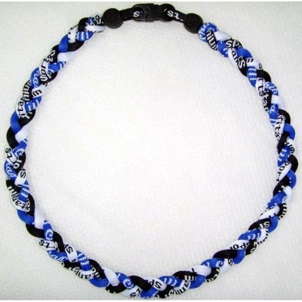 Amazon Com Titanium Sports Necklace Blue White Black Health Personal Care