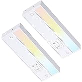 TORCHSTAR LED Under Cabinet Lighting 5CCT, 8 Inch 6W 450LM, Hardwired & Plug-in, 5 Color Selectable CRI90 120V ETL T24 Listed