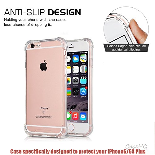 [2Pack]iPhone 6S Plus Case iPhone 6 Plus Case, CaseHQ Crystal Clear Enhanced Grip Protective Defender cover Soft TPU Shell Shock-Absorption Bumper Anti-Scratch Air Cushioned 4 Corners-clear+clear - Thumbnail 3
