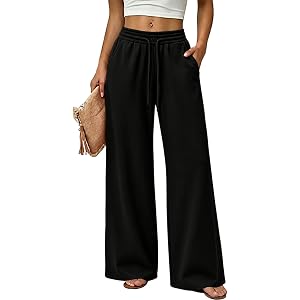 Wide Leg Pants for Women Flowy Palazzo Drawstring Elastic Waist Sweatpants
