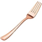 Goodluck 50 Pack Rose Gold Plastic Forks, Heavy Duty Forks Disposable | Rose Gold Plastic Cutlery Perfect for Weddings, Parties, Dinners and Thanksgiving.