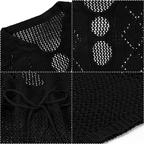 Women's Bathing Suit Cover Up Swimsuit Beachwear Bikini Swimwear Crochet Lace Long Dress Beach Cover Ups(570 Blcak) - Thumbnail 5