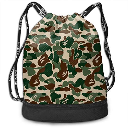 Aniaml Bape Camouflage Gym Sack Drawstring Sports Backpack Shoulders Buggy Bag