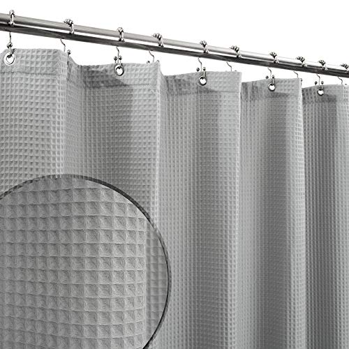 Barossa Design Long Shower Curtain 78 Height - Honeycomb Waffle Weave & Cotton Blend, Hotel Luxury & Spa, Heavy Weight Fabric, Washable - Lake Wanaka Gray, 72x78
