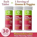 Amazing Grass Effervescent Tablets, Green Superfood Hydration Water Flavoring Tablet, Electrolyte, Vitamins and One Serving of Greens, Watermelon Lime Flavor, 30 Count