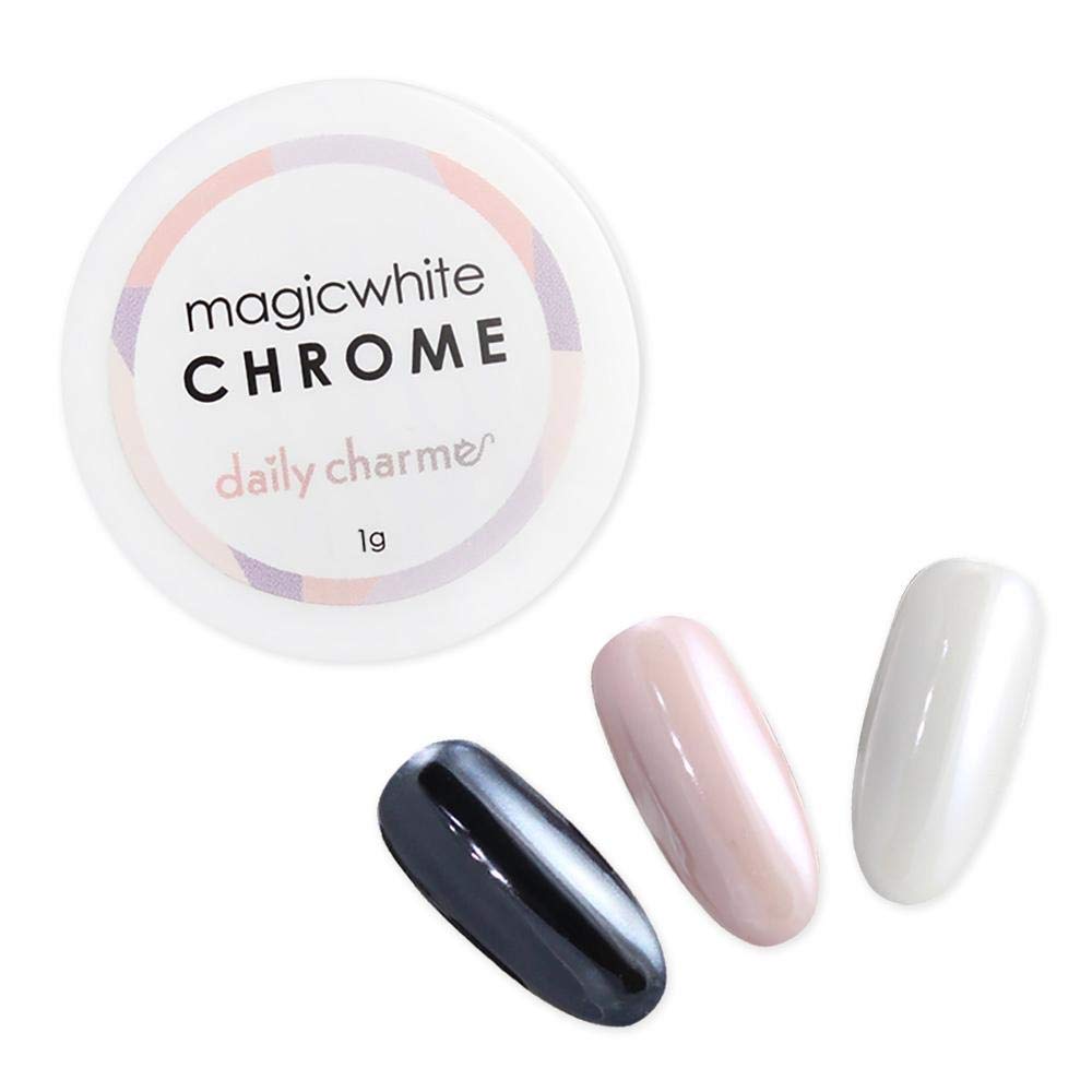 Daily Charme Magic White Nail Chrome Powder (White) 1g, Pearlescent Nail Chrome Powder, Glazed Donut, Nail Art Decoration, Home DIY/Nail Salon Manicure