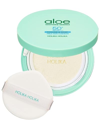 Holika Holika Aloe Mild Sun Cushion SPF50 PA++++ - Cooling & Moisturizing  Sunscreen for Sensitive Skin, Non-Nano Zinc Oxide, Reef-Friendly, Soothing  Aloe Vera & Centella Asiatica - No White Cast, 0.86oz. in