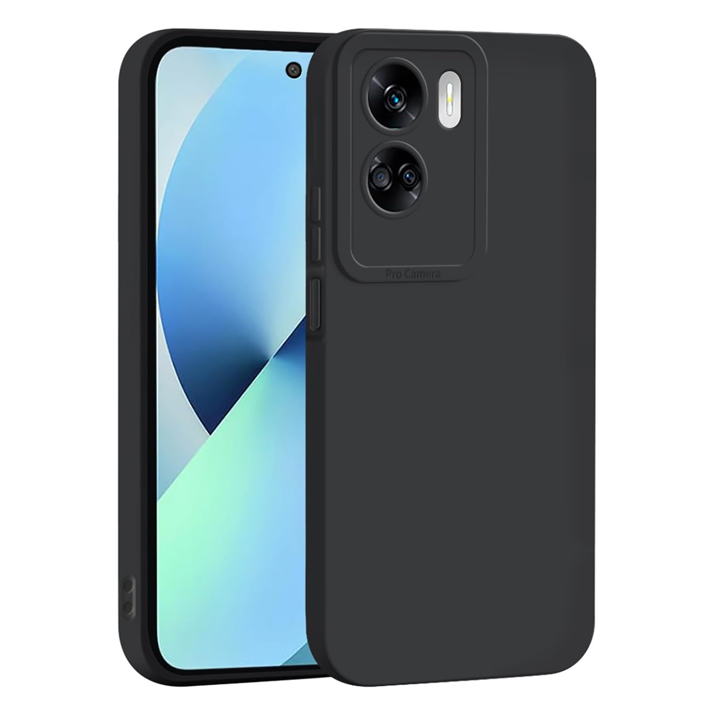 ILING Liquid Silicone Case for HONOR 90 Lite 5G, Simple Solid Color Back Soft Gel Rubber Frosted TPU Bumper Shockproof Protective Ultra-thin Phone Case Cover (Black)