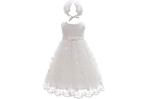 CareCheer Sleeveless Ivory Long Baby Girl Christening Baptism Dress Flower Girl Dedication Blessing Gown