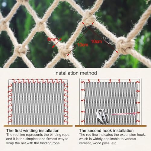 SSWZHANG Hemp Rope Net Protection Hemp Net Anti-Fall for Stairs for Children Photo Wall Decoration Ceiling Protection (1 x 7 m (3 x 23 yards)