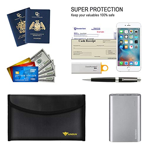 JUNDUN Fireproof Money Bag, 10.2"x6" Waterproof and Fireproof Envelope,Small Fire Resistant Safe Storage Pouch Sleeve for Document,Cash, Bank Deposit and Passport - Thumbnail 4