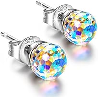 NINASUN Monde Fantastique Argent 925 Boucles d'Oreilles Femme composés de Cristaux Swarovski [Aurore Boreale] et Boite-cadeau, Sans Allergène