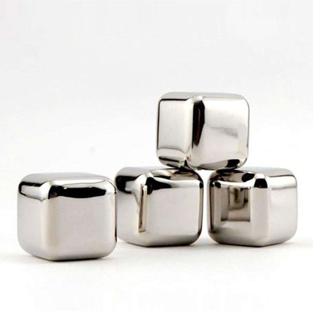 Reusable Whiskey Drink Coolers Metal Stainless Steel Ice Cube Stone Pack of 1