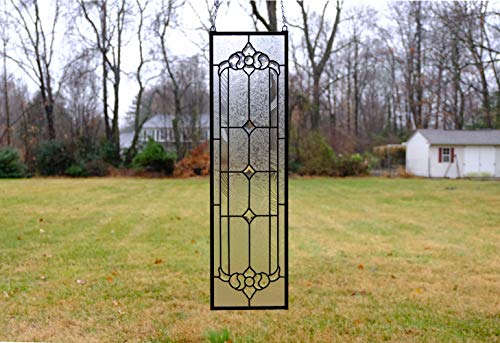 10" x 36" Stunning Tiffany Style Stained Glass Clear Beveled Window Panel - Thumbnail 3