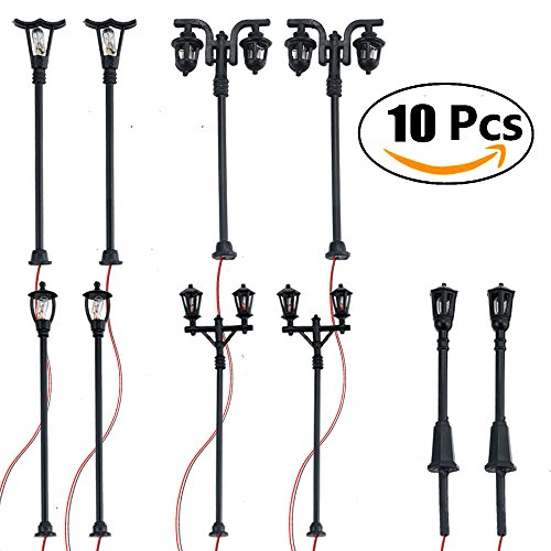 Kuqqi 10PCS 1:100 Model Railway Layout Lights Street Courtyard Lamp Toys 6V