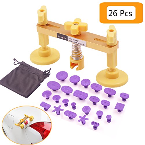 Click Here to See More Images Anyyion Dent Puller Kit,Auto Body Dent Removal Tools Pops a Dent & Ding PDR Tools with 24pcs Different Size PDR Glue Tabs(Tool Accessories)(2017 New Design 26 Pcs)