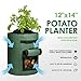Delxo 5 Pack 7 Gallon Potato Growing Bags, Planter Garden Grow Bags with Flap, Double Layer Breathable Nonwoven Cloth for Planting,Vegetable,Tomato,Aeration Fabric Pots with Handles Green