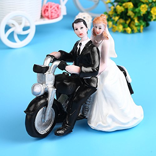 KICODE BigFamily Cake Topper Motorcycle Wedding Romantic for Wedding Engagement Bridal Shower Wedding Resin 5" X 4" X 4 - Thumbnail 5
