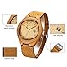 CUCOL Wooden Watch for Men Fashion Casual Watch Brown Cowhide Leather Strap Wood Watch with Box (date)