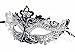 Coxeer Masquerade Mask Laser Cut Metal Masks Mardi Gras Halloween Masks for Women Ball Party(Black/Silver)