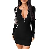 OQQ Long Sleeve Mini Dress Women Ribbed Tummy Control Club Party Dresses 2025 Fall Winter Staple