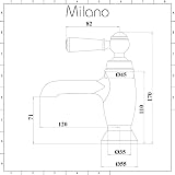 Milano Elizabeth Mono Basin Mixer Tap Lever Handle Chrome White Ceramic Disc view 5