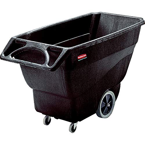 Rubbermaid Commercial HDPE Box Cart with Steering Wheel, 600-Pound Capacity, Black (FG101100BLA)