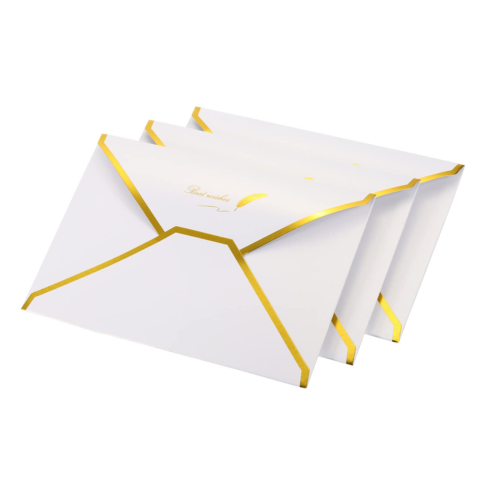 YOKIVE 10 Pack Gift Card Envelopes, V Flap Foil Border | Mini Luxury Mailing Envelope, Great for Invitations Weddings Birthdays(White) — image 1