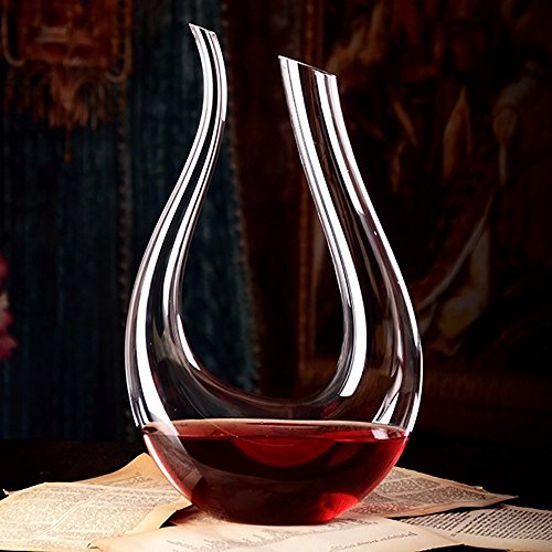 Wine Decanter by Bella Vino 100 Lead Free Premium Crystal Glass Horn Decanter, Improves Wine