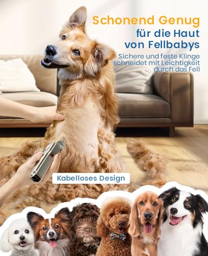 oneisall Quiet Dog Clipper for Dense Fur, IPX7 Waterproof Clippers for Dog/Cat, Professional Dog Trimmer for Thick, Long and Curly Pet Hair